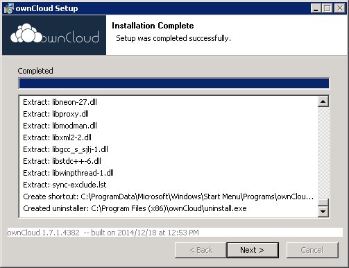 Installationen klar.