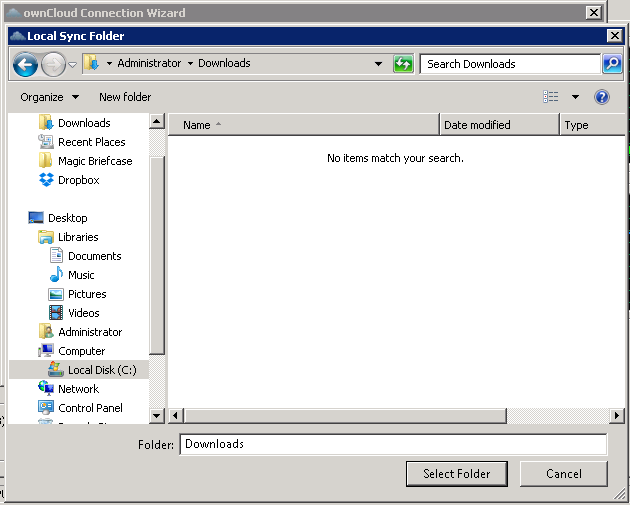 aVälj vilken katalog som ska vara synkroniserad med servern