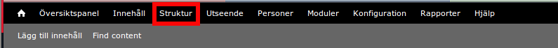 Drupal menyn Struktur