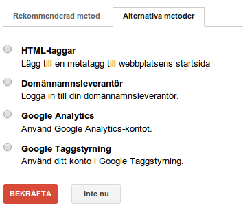 Alternativa metoder för att verifiera