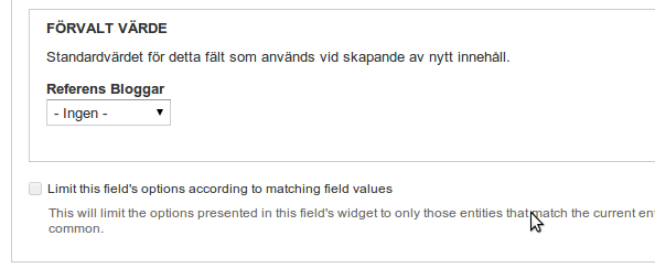 Välj om något värde skall vara förvalt