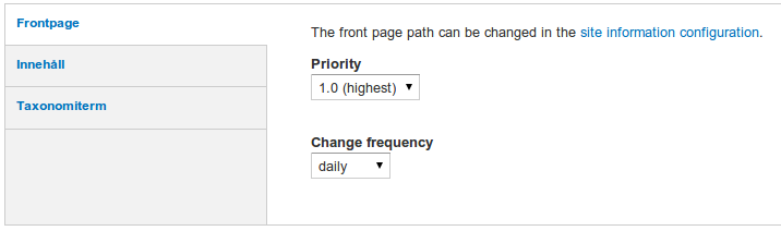 Inställningar för startsidan