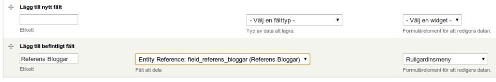 Lägg till det befintliga Entity reference fältet