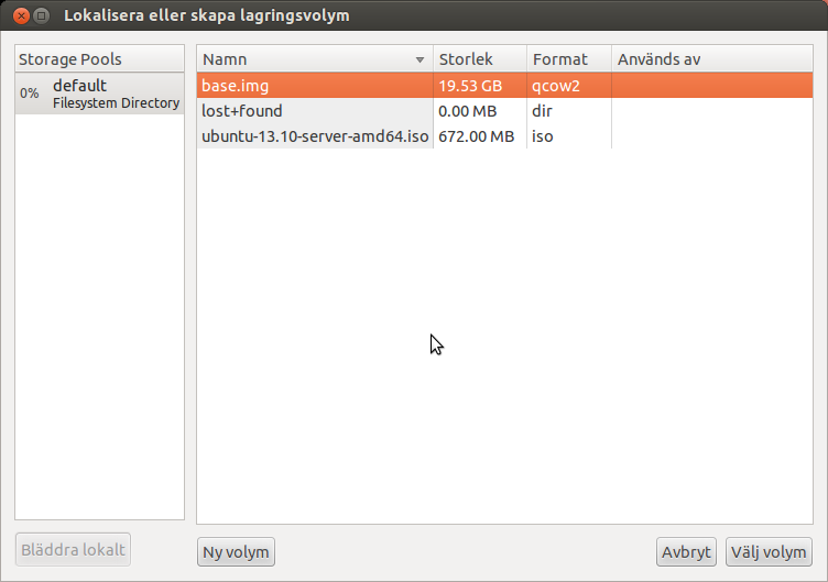 Markera den nya volymen och klicka på välj volym