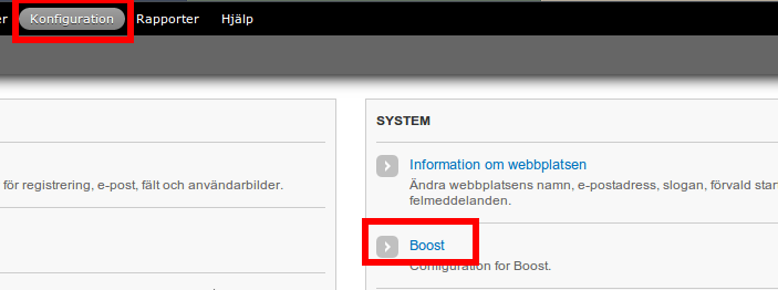 Gå till inställningarna för Boost
