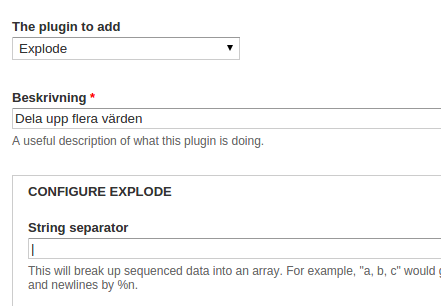 Ställ in separator att använda mellan värdena