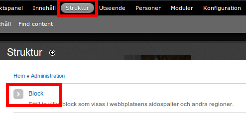 Gå till struktur -> Block