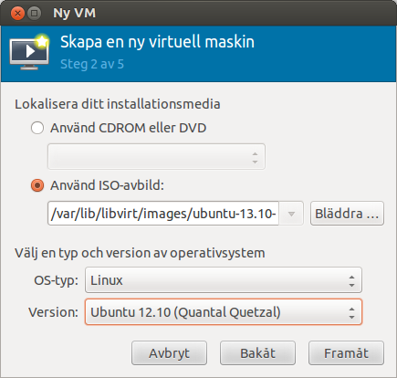 Välj OS-typ samt version