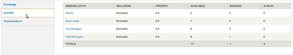 Inställningar för innehåll